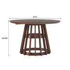 Table à manger ronde en bois à lattes, marron / blanc cérusé, 4 places