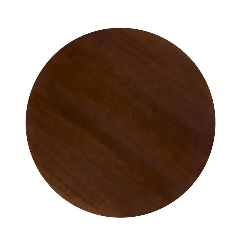 Table à manger ronde en bois à lattes, marron / blanc cérusé, 4 places
