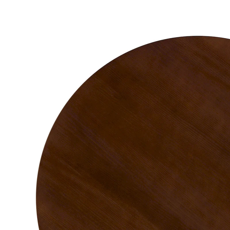 Table à manger ronde en bois à lattes, marron / blanc cérusé, 4 places
