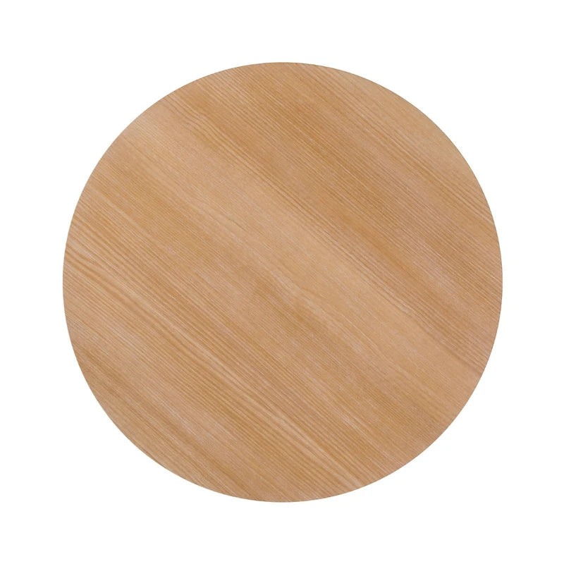 Table à manger ronde en bois à lattes, marron / blanc cérusé, 4 places