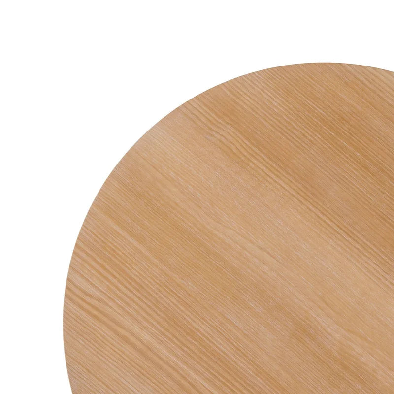 Table à manger ronde en bois à lattes, marron / blanc cérusé, 4 places