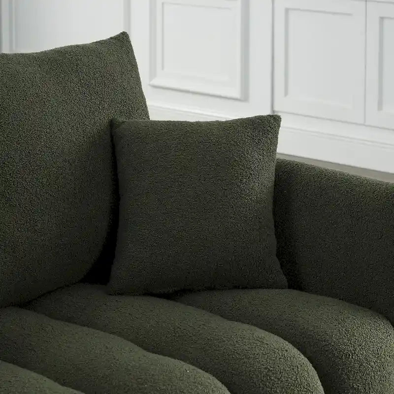 Canapé 3 places moderne en tissu Teddy vert