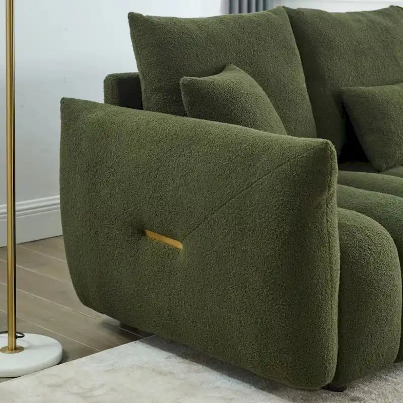 Canapé 3 places moderne en tissu Teddy vert