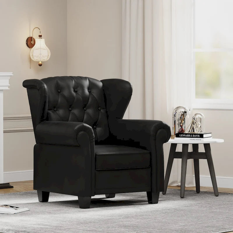 Fauteuil inclinable à dossier capitonné noir 1 place