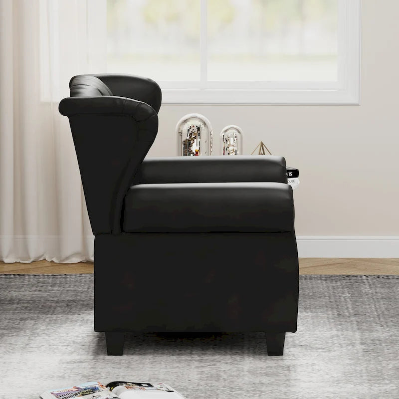 Fauteuil inclinable à dossier capitonné noir 1 place