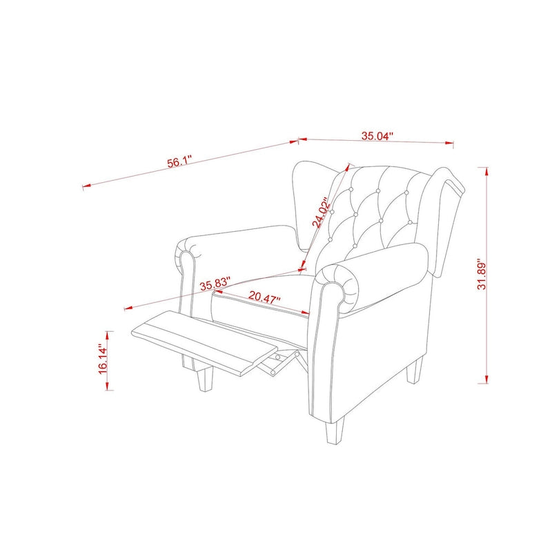 Fauteuil inclinable à dossier capitonné noir 1 place