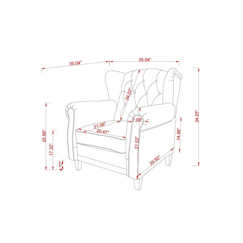 Fauteuil inclinable à dossier capitonné noir 1 place