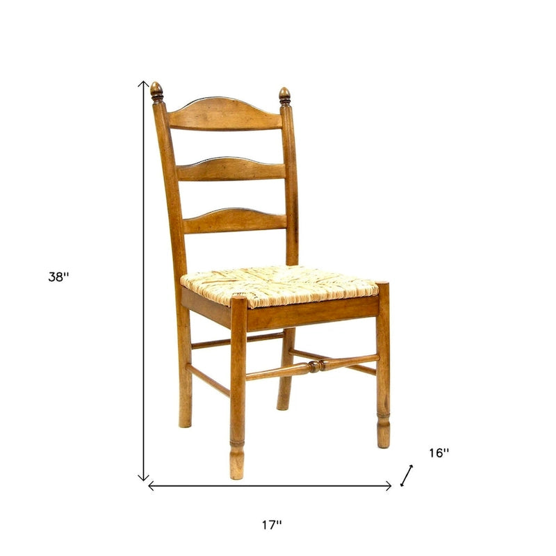 Chaise de salle à manger Brown & Straw Ladder Back, sans accoudoirs, 1 place