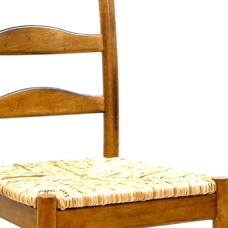 Chaise de salle à manger Brown & Straw Ladder Back, sans accoudoirs, 1 place