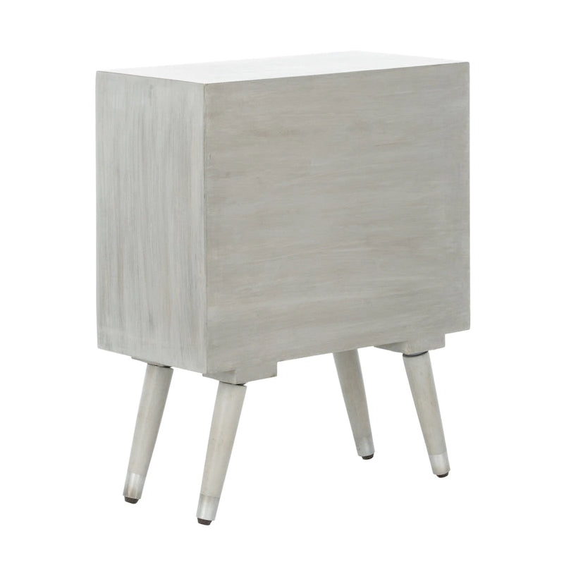 Table de chevet grise noyer à 1 tiroir avec rangement ouvert