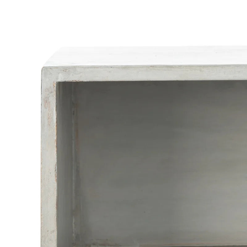 Table de chevet grise noyer à 1 tiroir avec rangement ouvert