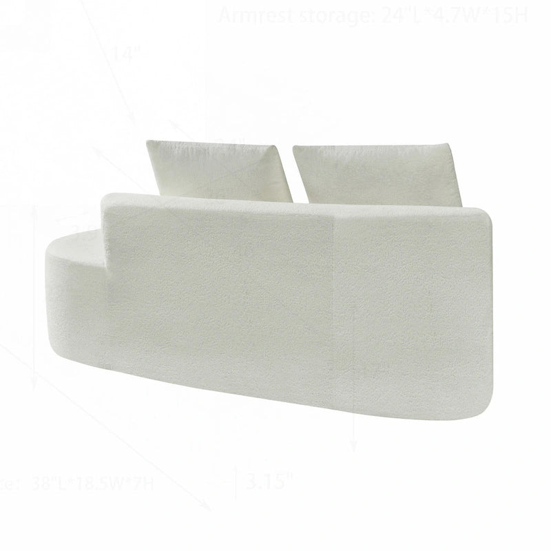 Canapé d'angle incurvé moderne avec revêtement de haute qualité et assise spacieuse