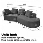 Canapé d'angle incurvé moderne avec revêtement de haute qualité et assise spacieuse