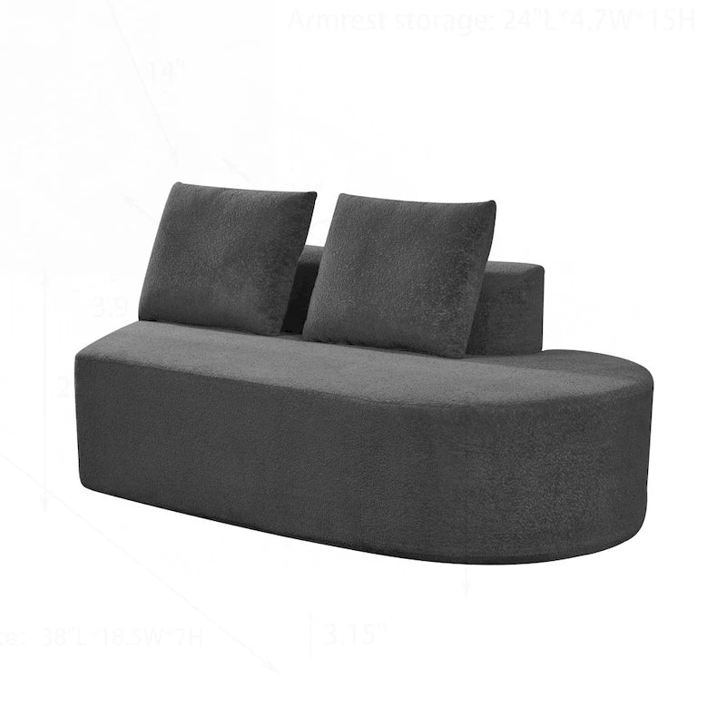 Canapé d'angle incurvé moderne avec revêtement de haute qualité et assise spacieuse