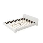 Lit plateforme en tissu bouclette blanc, 1–2 personnes, lit double/queen/king size