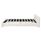 Lit plateforme en tissu bouclette blanc, 1–2 personnes, lit double/queen/king size