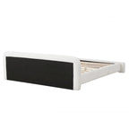 Lit plateforme en tissu bouclette blanc, 1–2 personnes, lit double/queen/king size