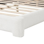 Lit plateforme en tissu bouclette blanc, 1–2 personnes, lit double/queen/king size