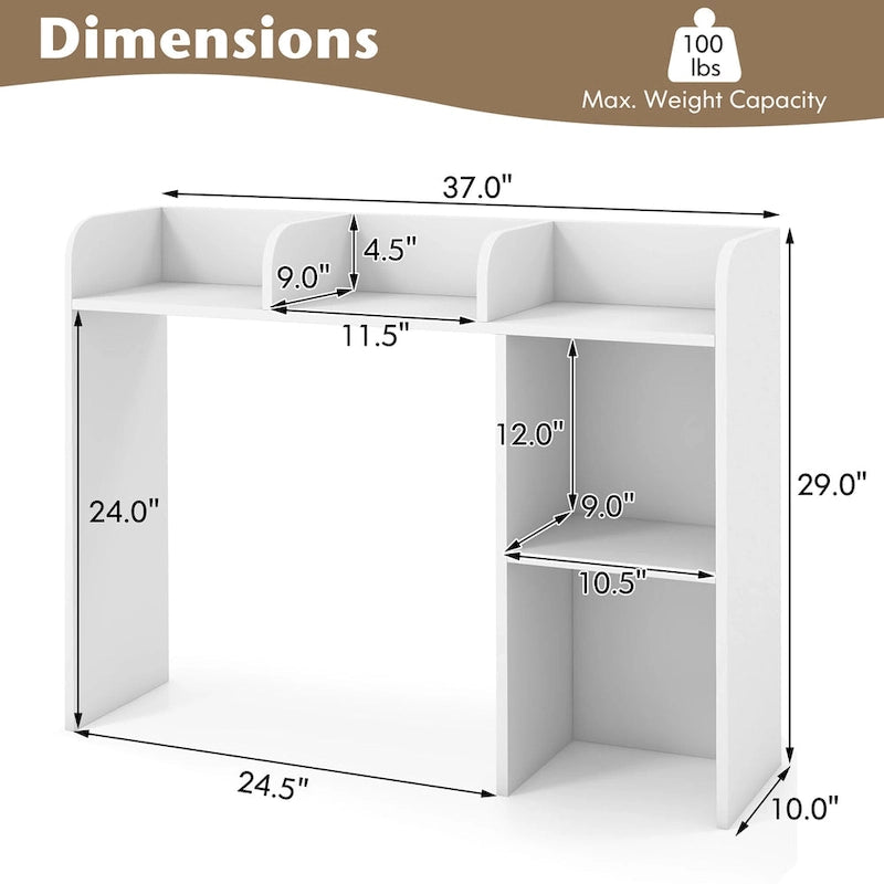Support d'écran pour étagère de bureau Naturel / Blanc / Marron, 3 niveaux, un seul utilisateur