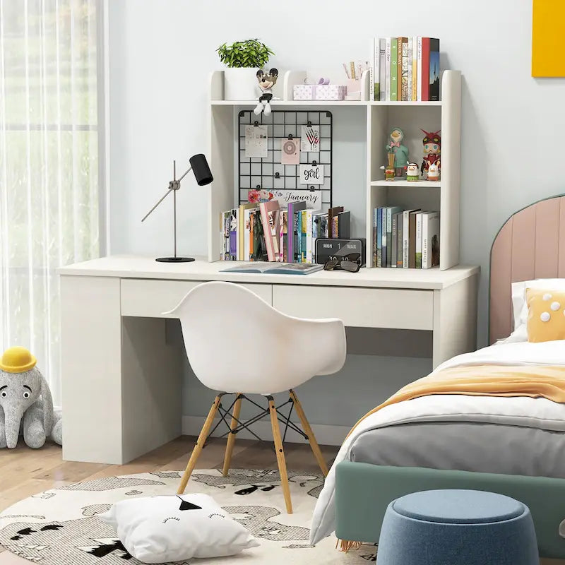 Support d'écran pour étagère de bureau Naturel / Blanc / Marron, 3 niveaux, un seul utilisateur