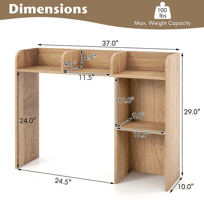 Support d'écran pour étagère de bureau Naturel / Blanc / Marron, 3 niveaux, un seul utilisateur