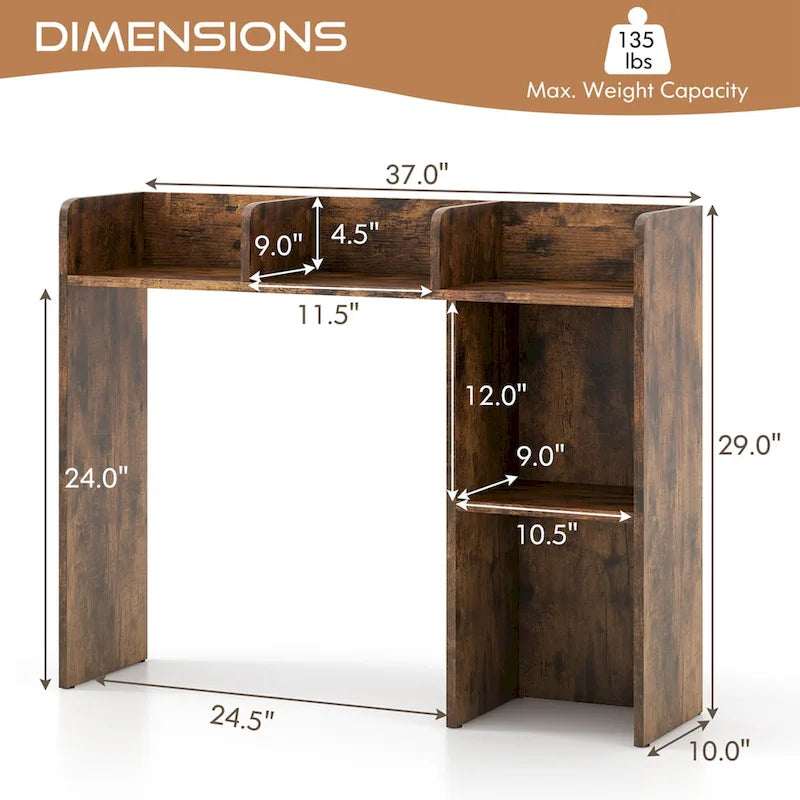 Support d'écran pour étagère de bureau Naturel / Blanc / Marron, 3 niveaux, un seul utilisateur