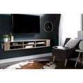 Console TV murale en érable gris / chêne noir / chêne vieilli, 66"