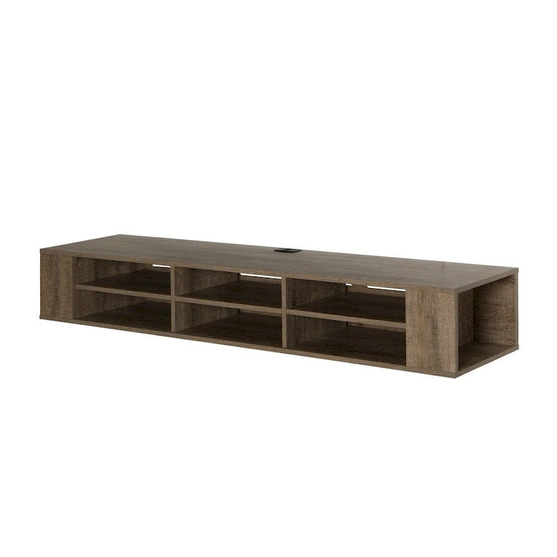 Console TV murale en érable gris / chêne noir / chêne vieilli, 66"