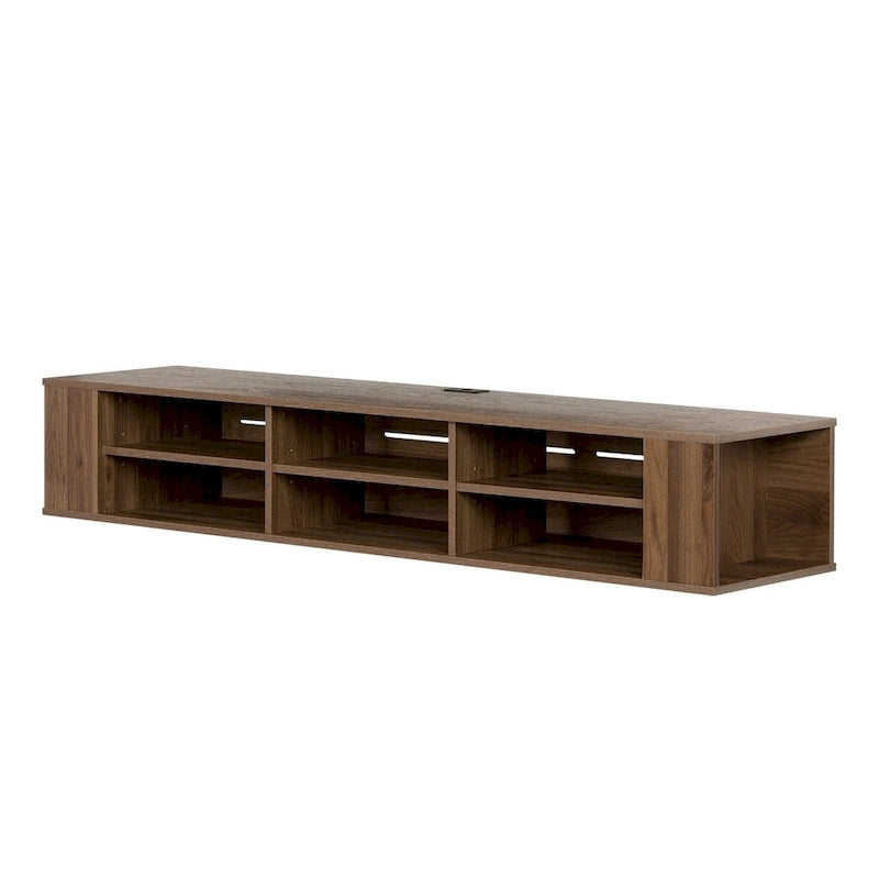 Console TV murale en érable gris / chêne noir / chêne vieilli, 66"