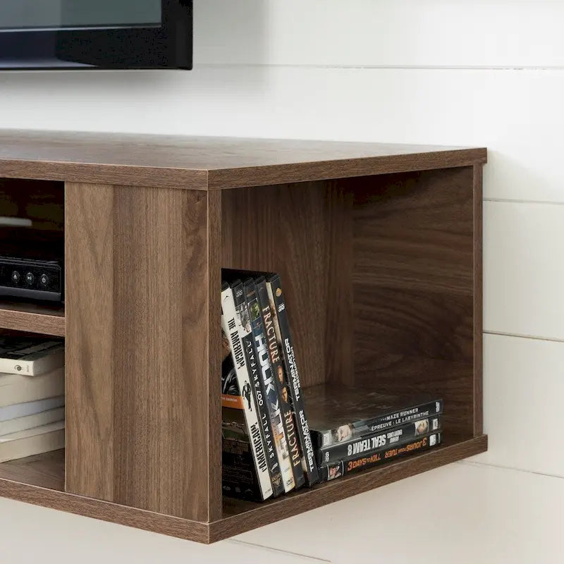 Console TV murale en érable gris / chêne noir / chêne vieilli, 66"