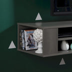 Console TV murale en érable gris / chêne noir / chêne vieilli, 66"