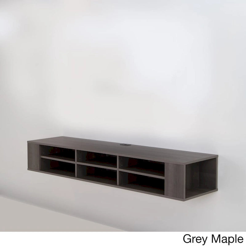 Console TV murale en érable gris / chêne noir / chêne vieilli, 66"