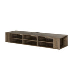 Console TV murale en érable gris / chêne noir / chêne vieilli, 66"