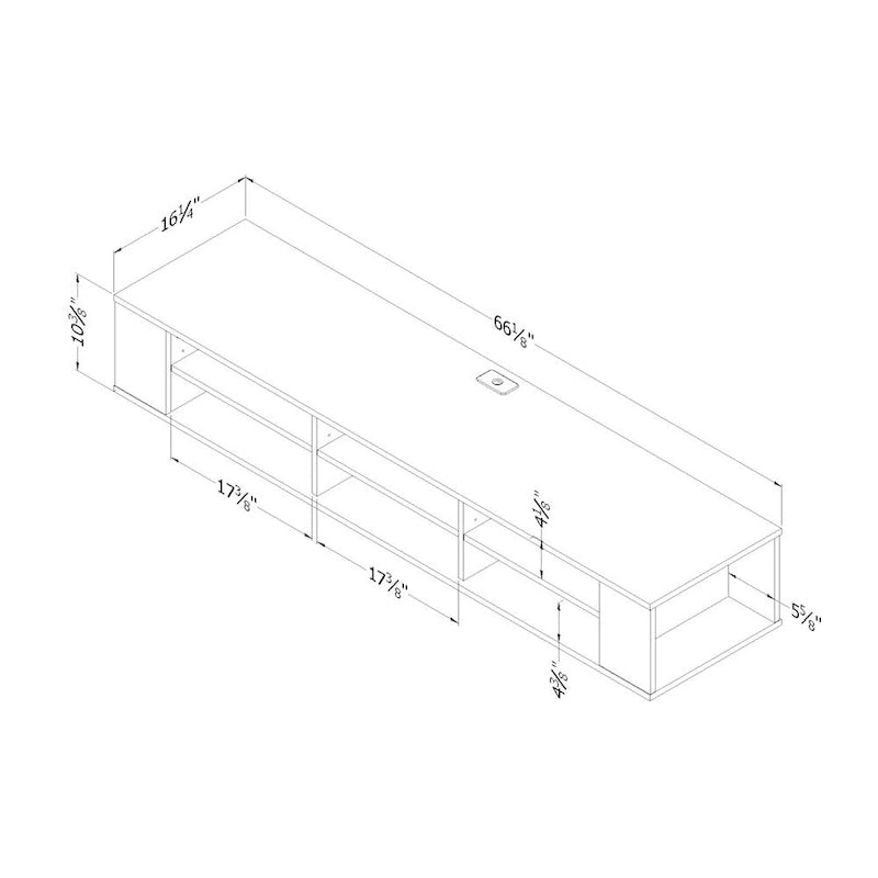 Console TV murale en érable gris / chêne noir / chêne vieilli, 66"