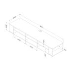 Console TV murale en érable gris / chêne noir / chêne vieilli, 66"