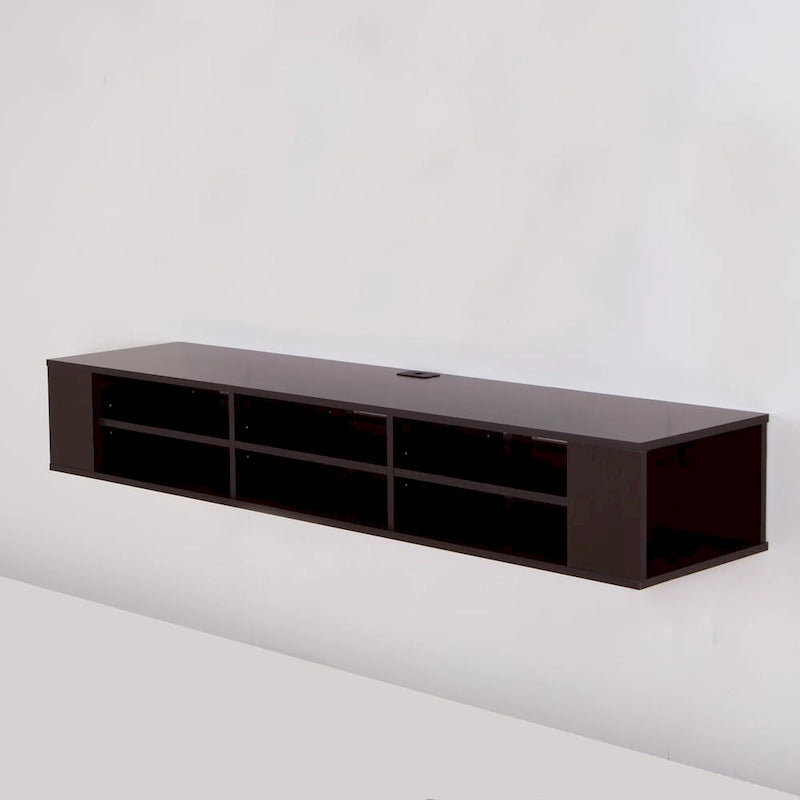 Console TV murale en érable gris / chêne noir / chêne vieilli, 66"