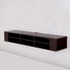 Console TV murale en érable gris / chêne noir / chêne vieilli, 66"