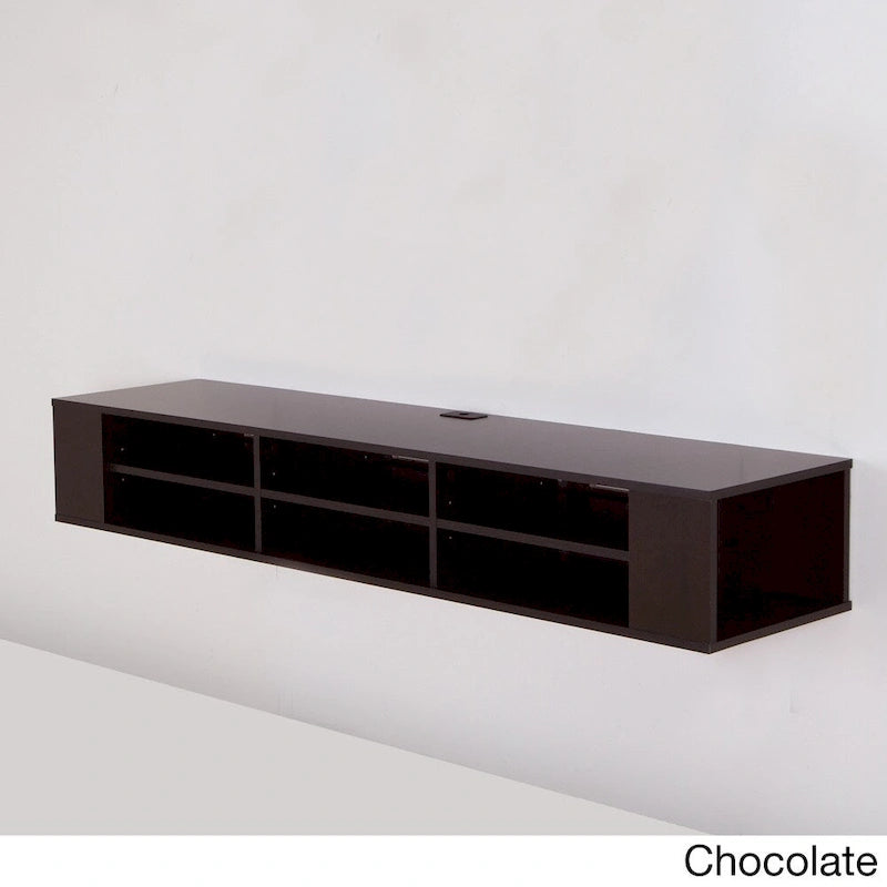 Console TV murale en érable gris / chêne noir / chêne vieilli, 66"