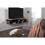 Console TV murale en érable gris / chêne noir / chêne vieilli, 66"