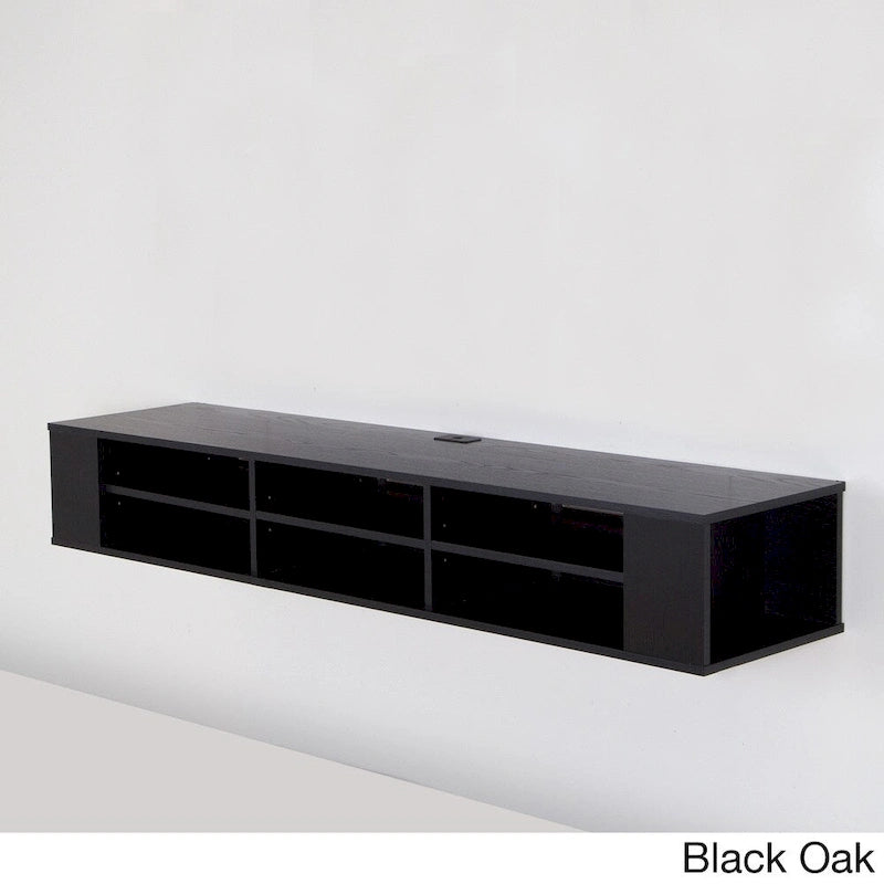 Console TV murale en érable gris / chêne noir / chêne vieilli, 66"