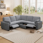 Canapé sectionnel inclinable électrique en forme de L gris, 5-6 places