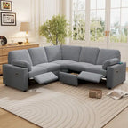 Canapé sectionnel inclinable électrique en forme de L gris, 5-6 places