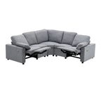 Canapé sectionnel inclinable électrique en forme de L gris, 5-6 places