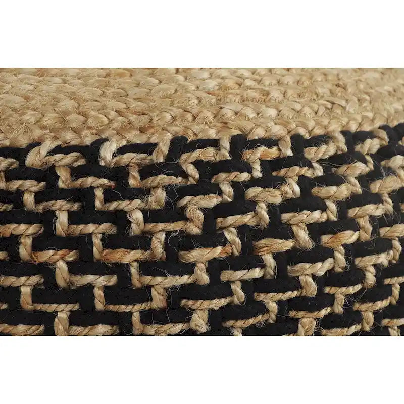 Pouf rond tressé marron et noir