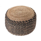 Pouf rond tressé marron et noir