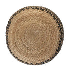 Pouf rond tressé marron et noir