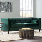 Pouf rond tressé marron et noir