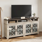 Meuble TV LED avec portes en verre gris pour téléviseurs jusqu'à 80", assemblage par 2 personnes