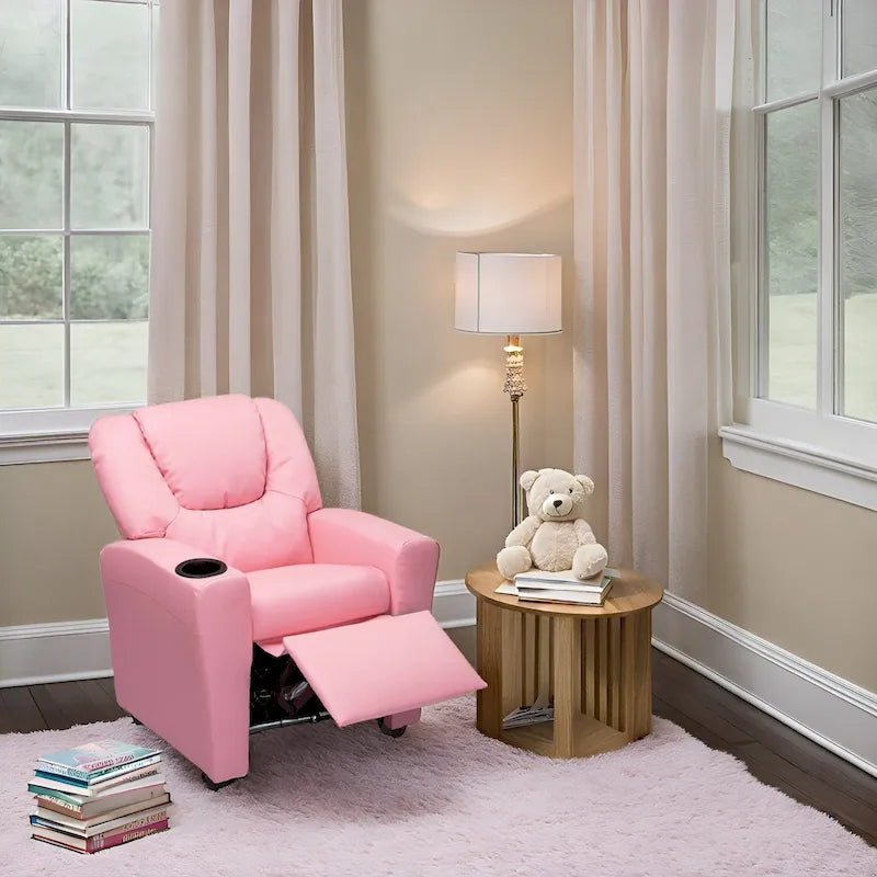 Fauteuil inclinable pour enfants rose / noir / gris / marron — PVC / microfibre / chenille, 1 place