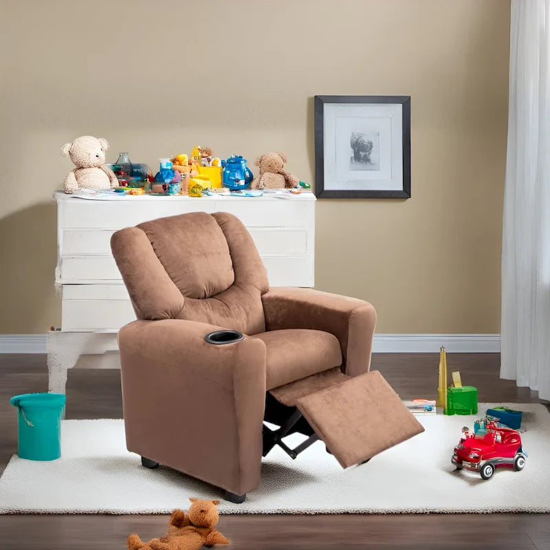 Fauteuil inclinable pour enfants rose / noir / gris / marron — PVC / microfibre / chenille, 1 place
